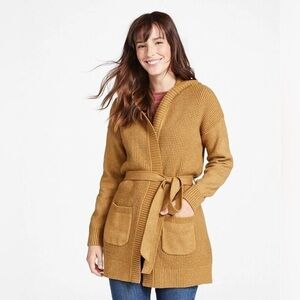 L.l.bean • All-Day Waffle Sweater, Hooded Wrap Cardigan